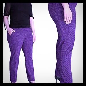 LANE BRYANT GEOMETRIC SKINNY PANTS SIZE 22 PURPLE